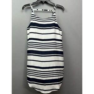 BB Dakota Dress Womens Extra Small White Navy Blue‎ Striped Tank Shift Polyester